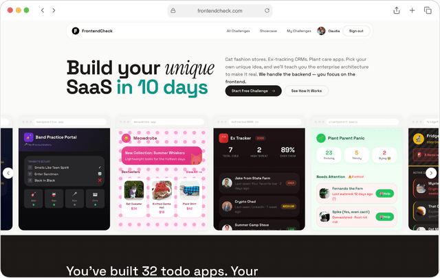 FrontendCheck Landing Page